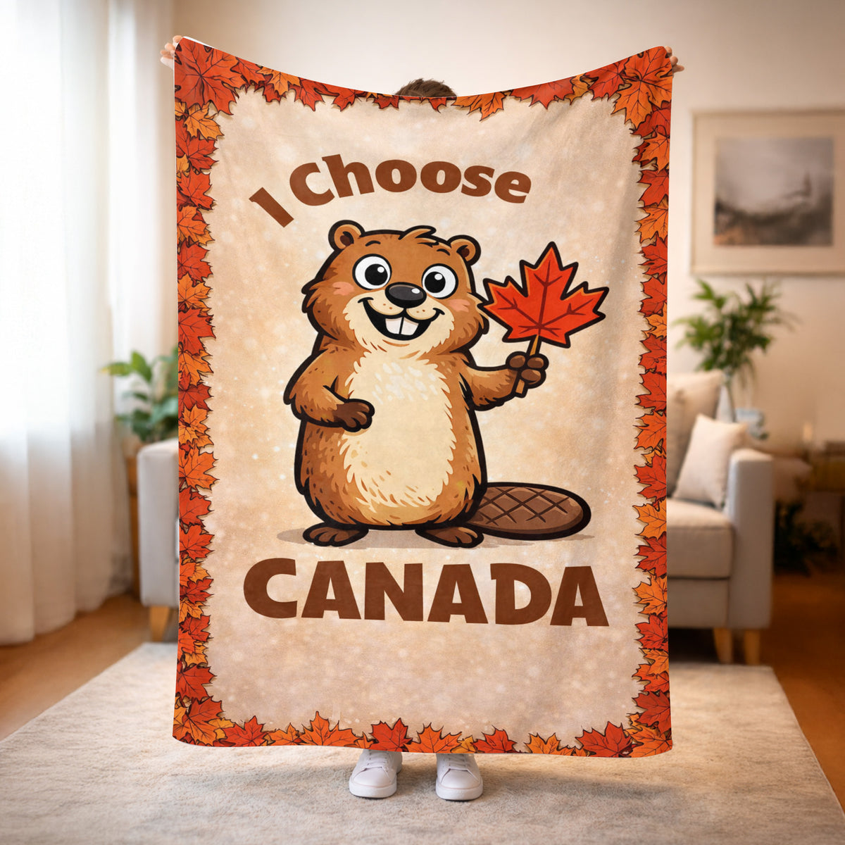 I Choose Canada – Adorable Beaver with Maple Leaf