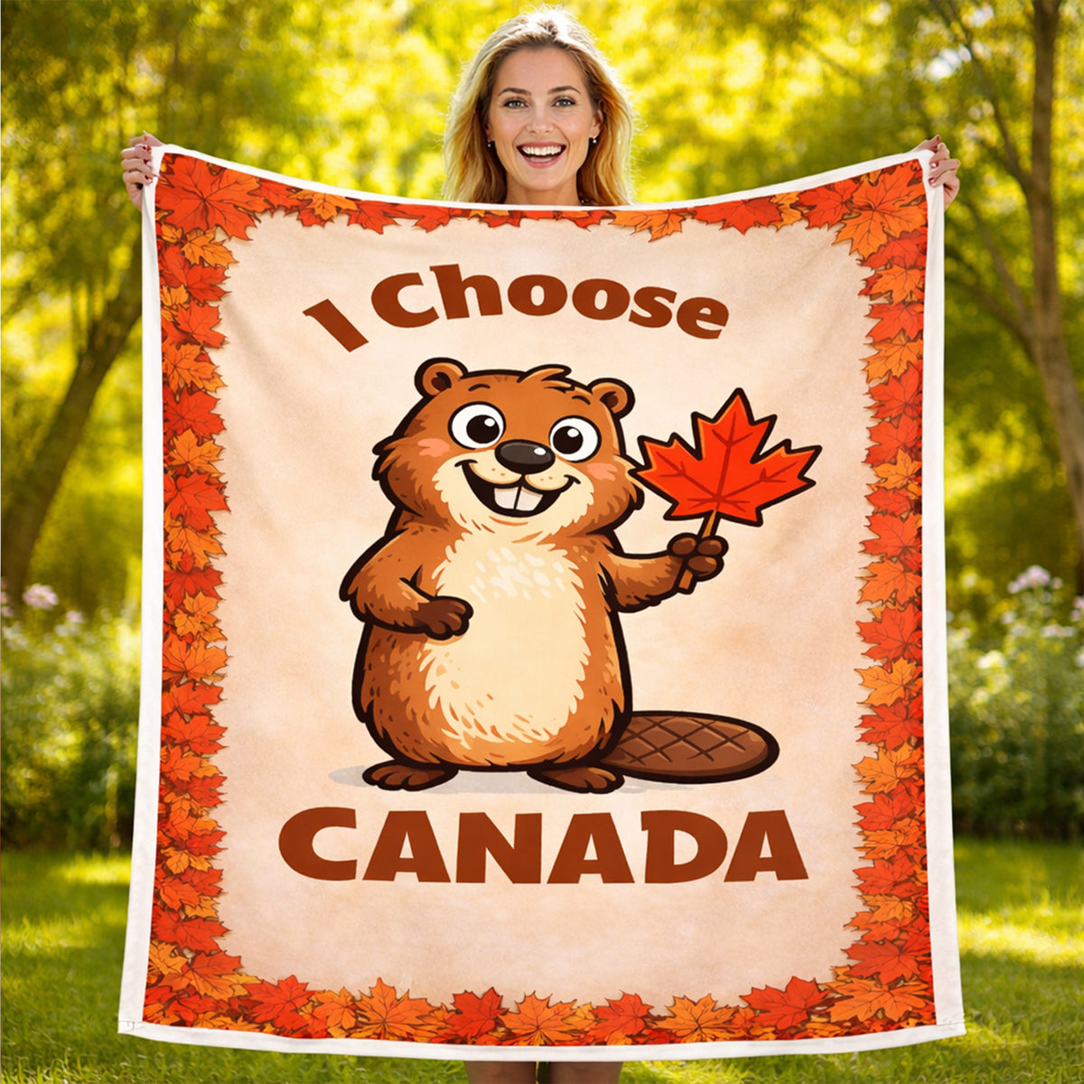I Choose Canada – Adorable Beaver with Maple Leaf
